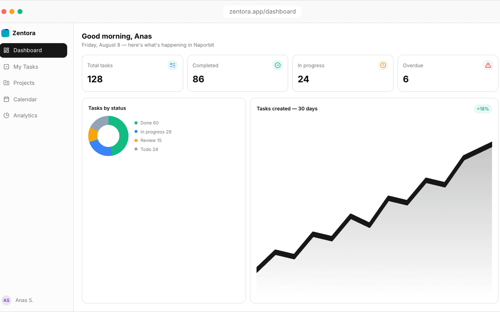 Zentora — project management SaaS — screenshot 1